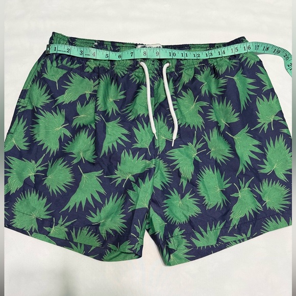 Trunks Surf & Swim Co. Blue Tropical Palm Leaves Lined Swim Shorts Men's Size M - Picture 3 of 8